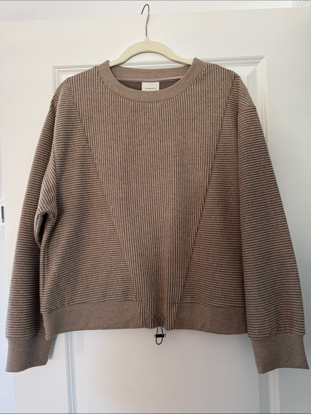Varley Ribbed Crewneck Sweater in Taupe